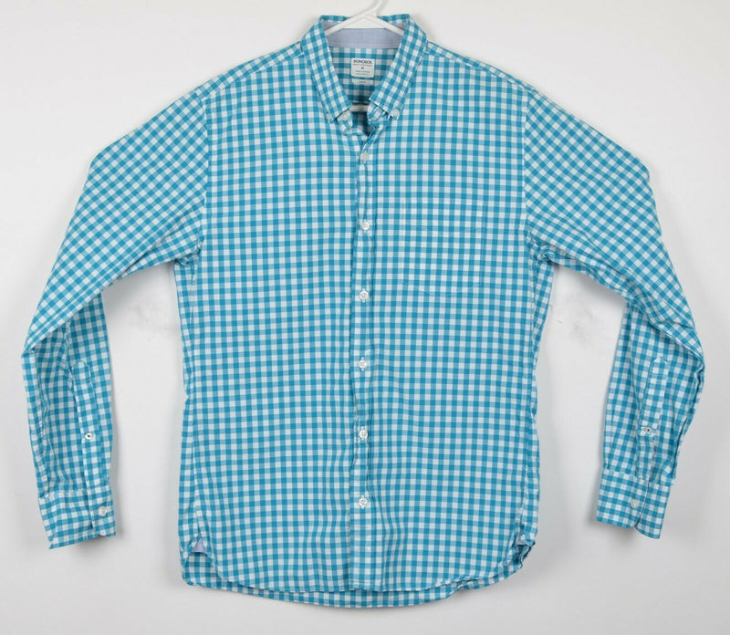 Bonobos Men's Medium Slim Fit Blue Gingham Check Plaid Button-Down Shirt