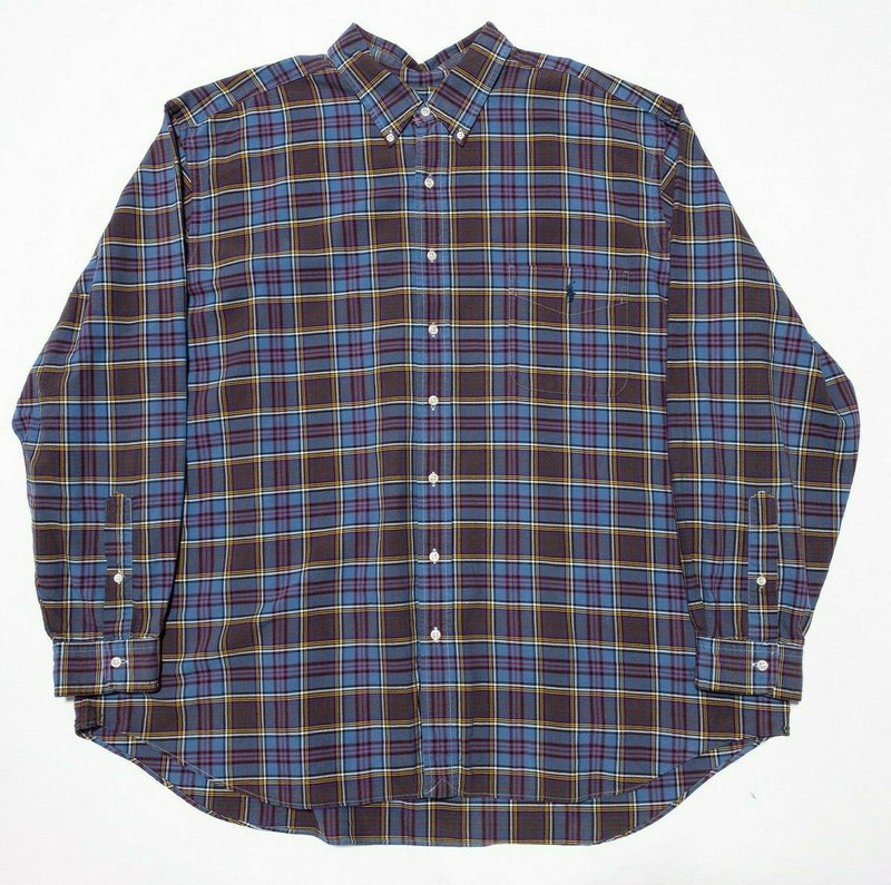 Polo Ralph Lauren 3XB Long Sleeve Shirt Men's Button-Down Plaid Blue Brown Men's