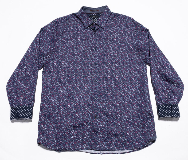 Ted Baker London Shirt Men's 5 Flip Cuff Floral Purple Blue Button-Up