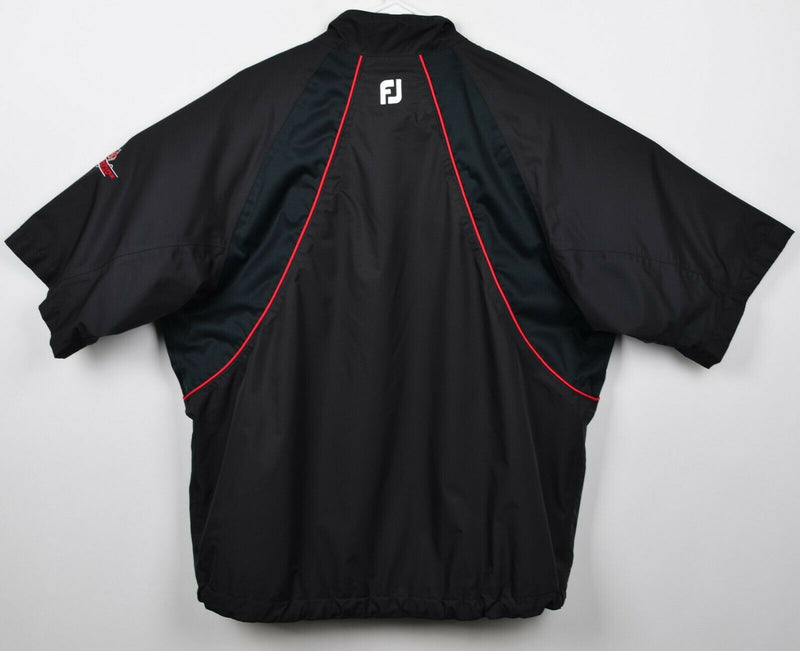 FootJoy Men's Large DryJoys Tour Collection Black Red Half Zip Windshirt Jacket