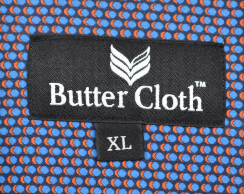 Butter Cloth Men's XL Flip Cuff Blue Orange Geometric Circle Button-Front Shirt