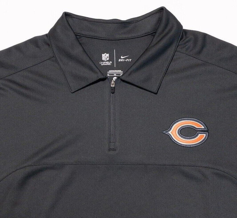 Chicago Bears Nike Polo XL Men's 1/4 Zip Gray Wicking NFL On Field Dri-Fit