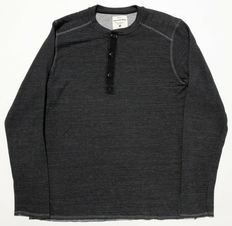 Splendid Mills Men's Medium Dark Gray California Henley Collar Pullover Sweater