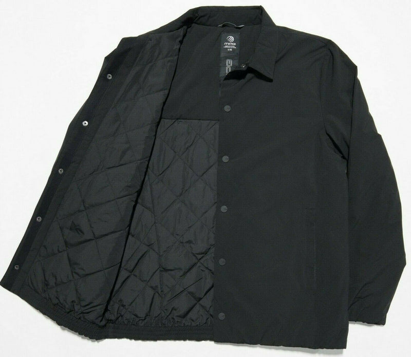 MPG Men's Large Snap-Front Solid Black Quilt-Lined Puffer Shirt Jacket