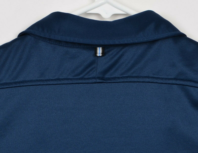 J. Lindeberg Men's Sz Large Logo Collar Fieldsensor Blue Striped Golf Polo Shirt