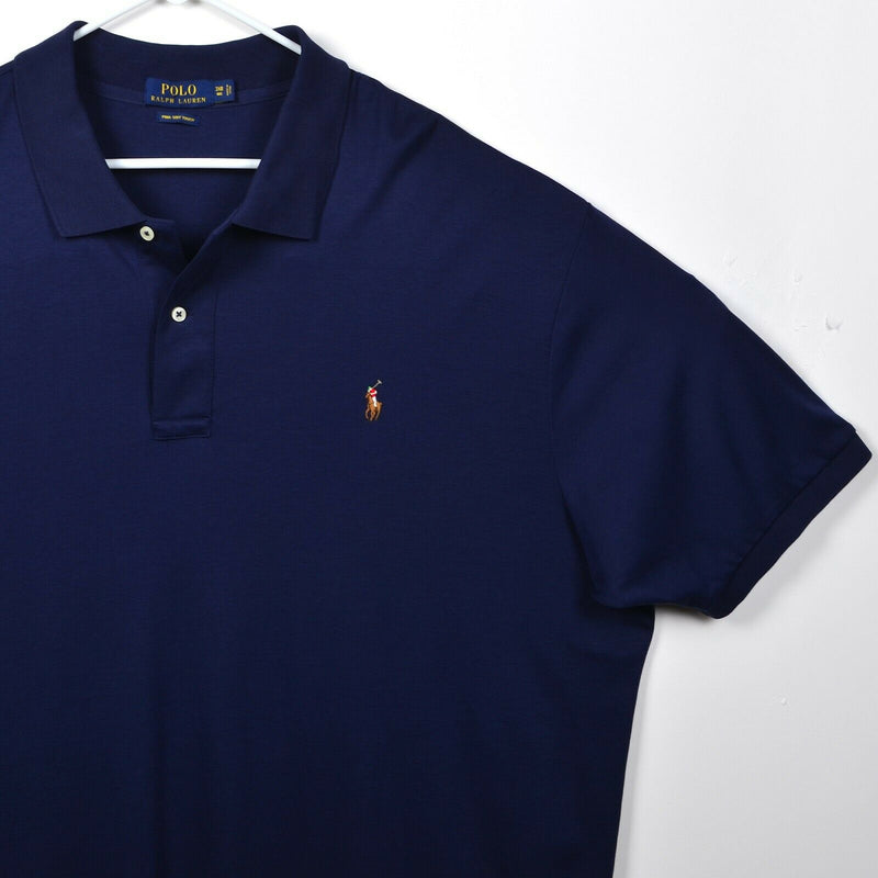 Polo Ralph Lauren 3XB (3XL Big) Solid Navy Blue Pima Soft Touch Pony Polo Shirt