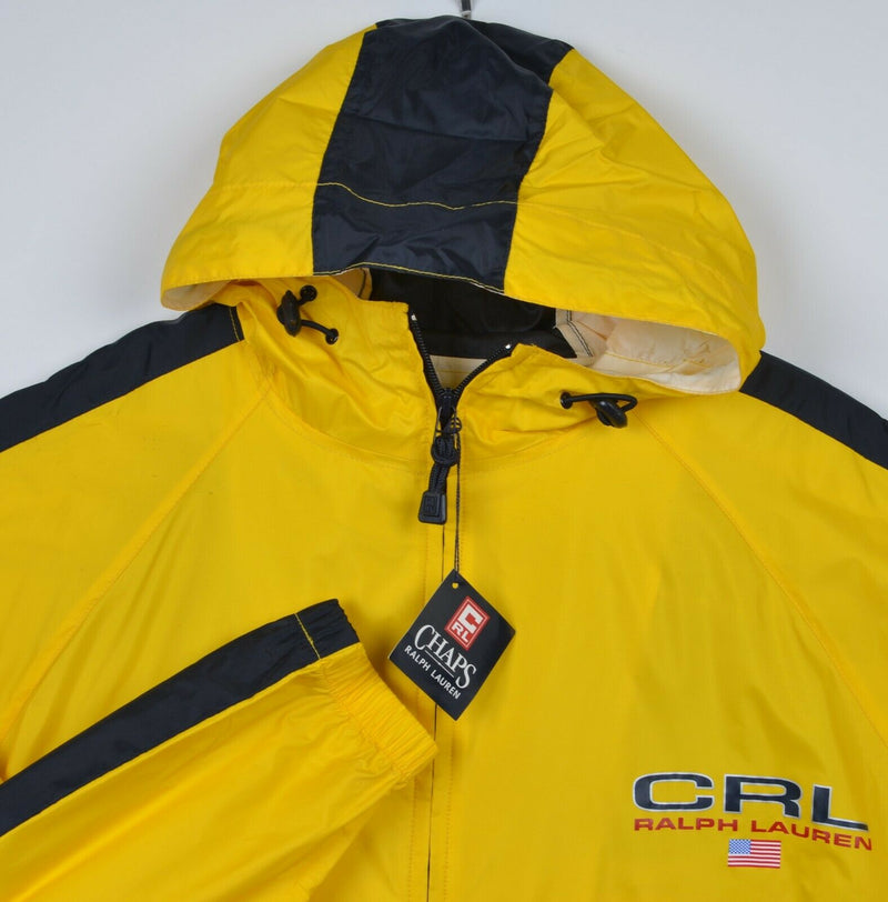 Vintage 90s Chaps Ralph Lauren Men's Medium Yellow CRL Flag Windbreaker Jacket