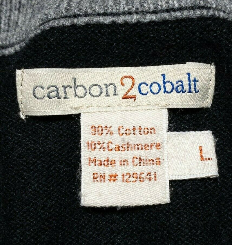 Carbon 2 Cobalt Cotton Cashmere Blend Black Pullover Sweater Men's Large