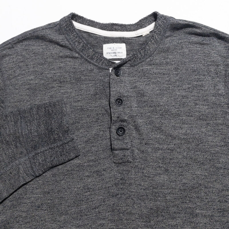 rag & bone Henley Shirt Men's Medium Heather Gray Long Sleeve Cotton Blend