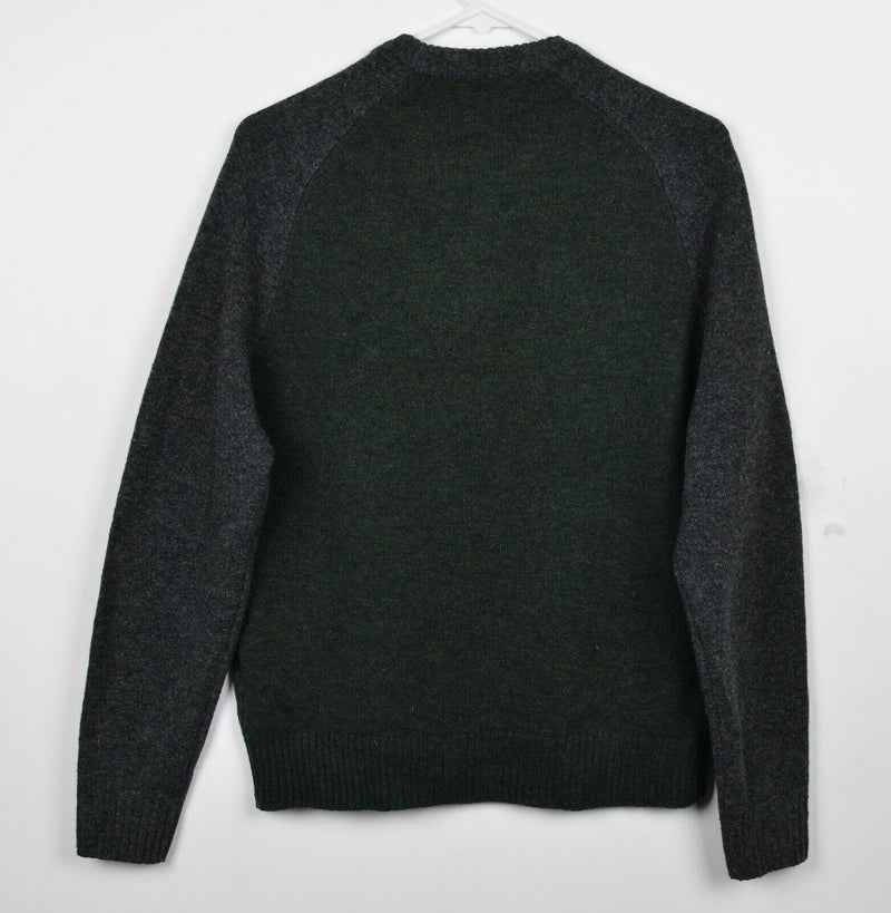 Brooks Brothers Men's Small 100% Lambswool Green Gray Crew Neck Sweater