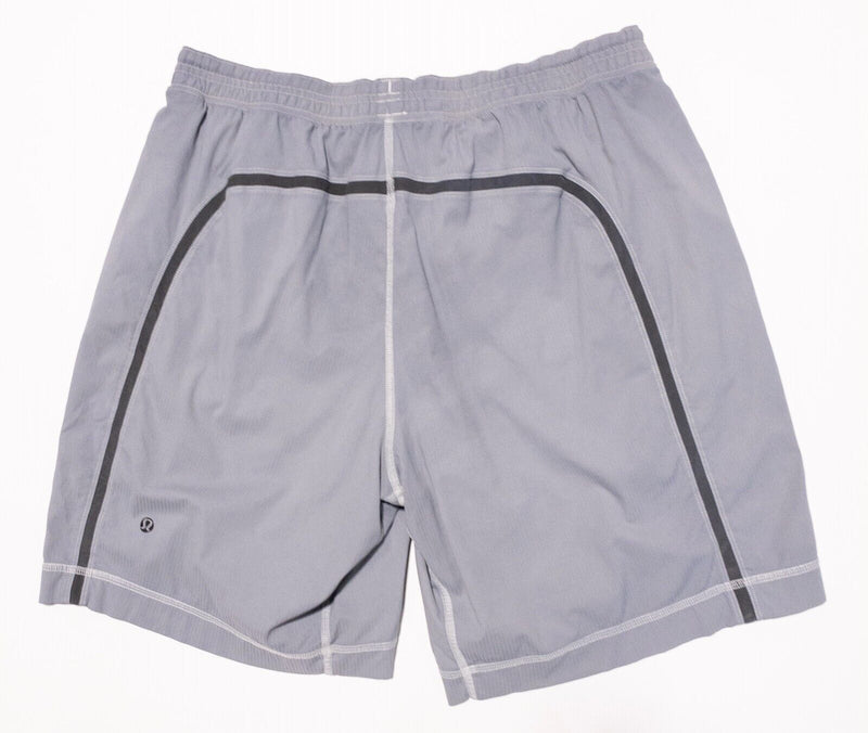Lululemon Shorts Men's Large Gray Lined Running Yoga Fitness Wicking Zip Pocket