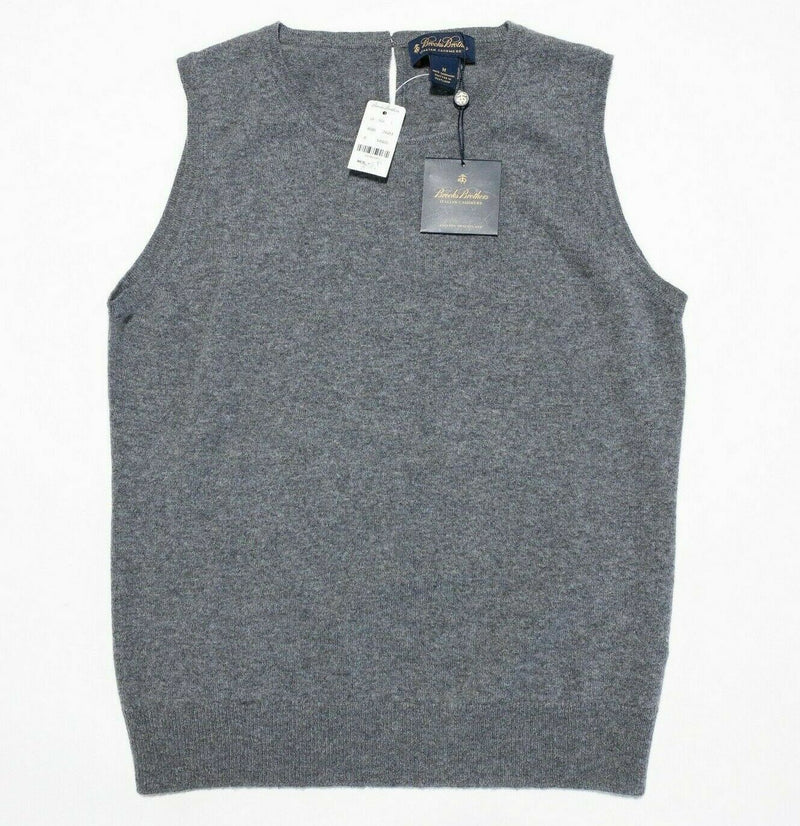 Brooks Brothers Italian Cashmere Sweater Vest Gray Knit Scotland Women's Medium