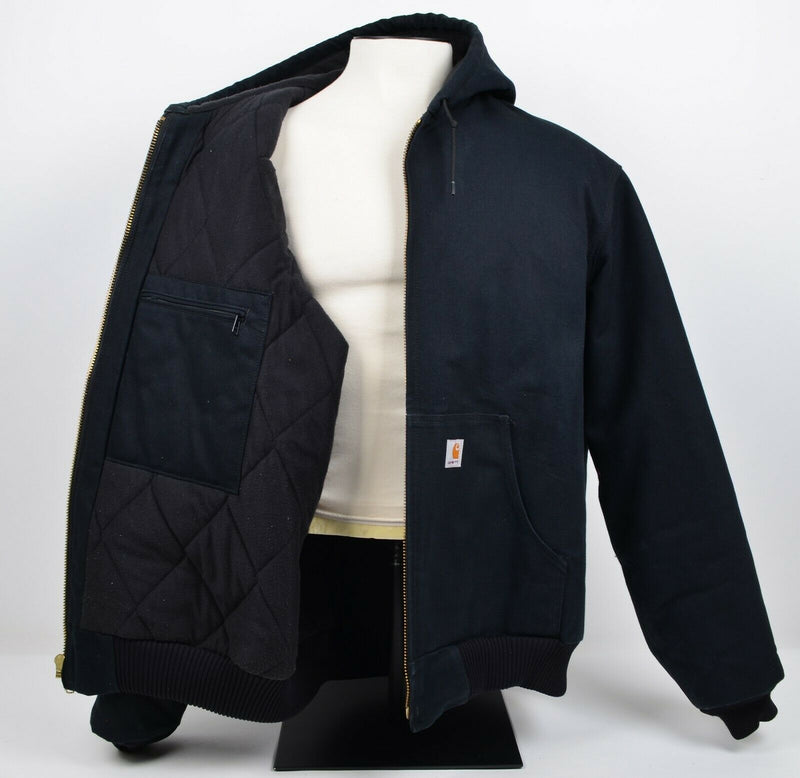 Carhartt Men's Sz 2XL Tall Black Quilt Lined Hooded Full Zip Jacket J140 BLK