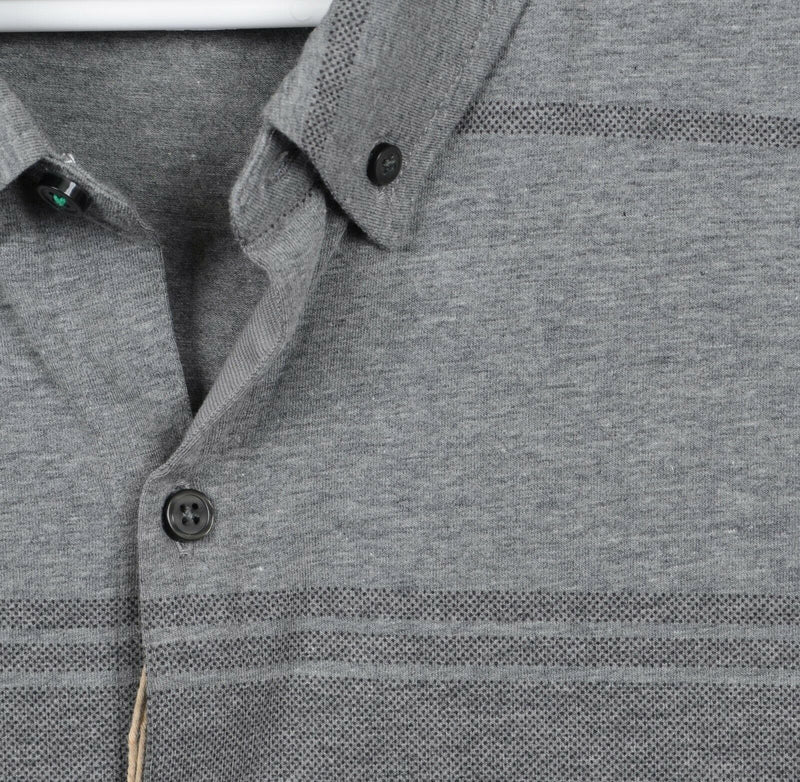 Linksoul Men's Sz 2XL Gray Striped Cotton Polyester Blend Button-Front Shirt NWT