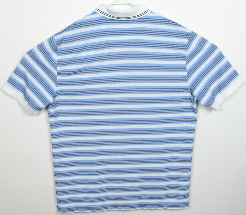 Brooks Brothers Men's Large St. Andrew's Links Blue Striped Golf Polo Shirt