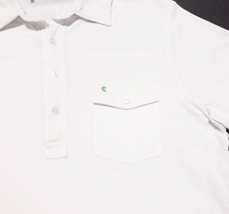 Criquet Polo Medium Men's Shirt Solid White Pocket Short Sleeve Golf Casual