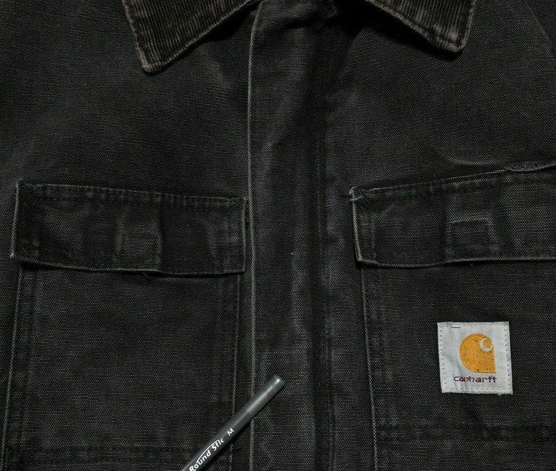Carhartt Men's XL? Arctic Quilt Lined Black Duck Canvas Distressed Work Jacket