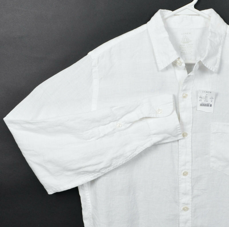 J. Crew Men's Medium Irish Linen Baird McNutt Solid White Boho Button-Down Shirt