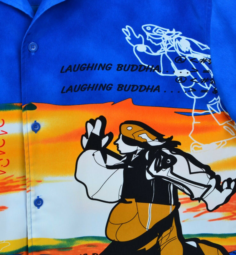 Vtg 90s Laughing Buddha Men's Sz Medium 100% Polyester Streetwear Y2K Camp Shirt