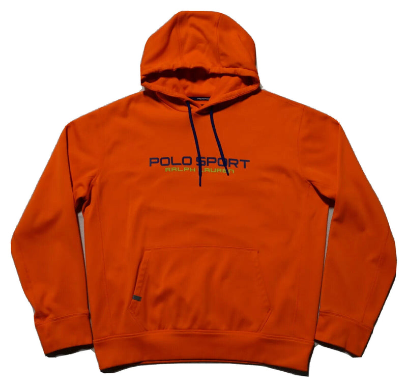 Polo Sport Ralph Lauren Hoodie Men's Large Sweatshirt Spell Out Bright Orange