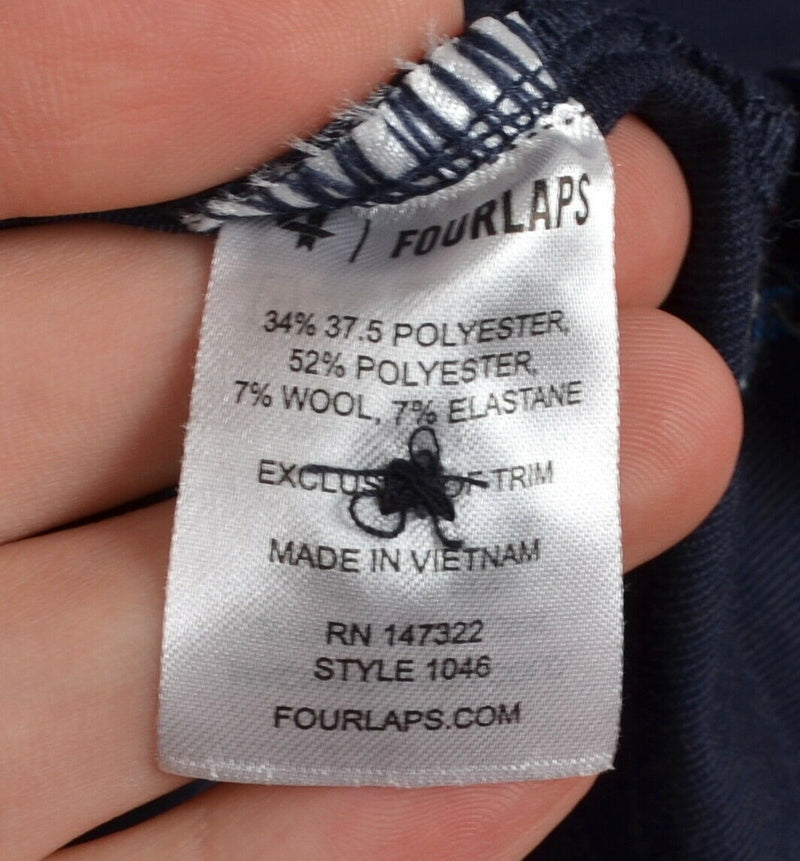 Fourlaps Men's Sz Large Polyester Wool Blend Navy Blue Athleisure Polo Shirt