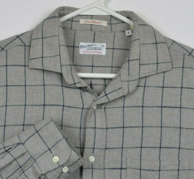 GANT Rugger Men's Medium "Slub Flannel" Gray Plaid Button-Front Flannel Shirt