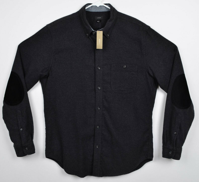 J. Crew Men's Medium Cotton Wool Blend Elbow Patch Dark Gray Flannel Shirt E1402