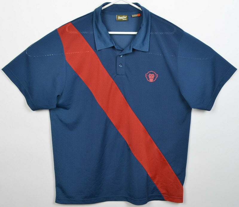 Howler Bros Men's XL Monkey Logo Blue Red Stripe Polyester Mesh Polo Shirt