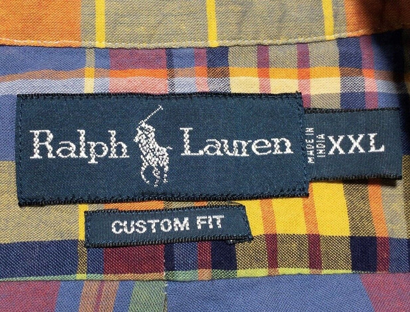 Polo Ralph Lauren Madras Shirt 2XL Men's Colorful Plaid Button-Down Short Sleeve