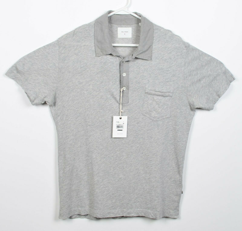 Billy Reid Men's Medium Cotton Cashmere Heather Gray Pocket Polo Shirt HOLE