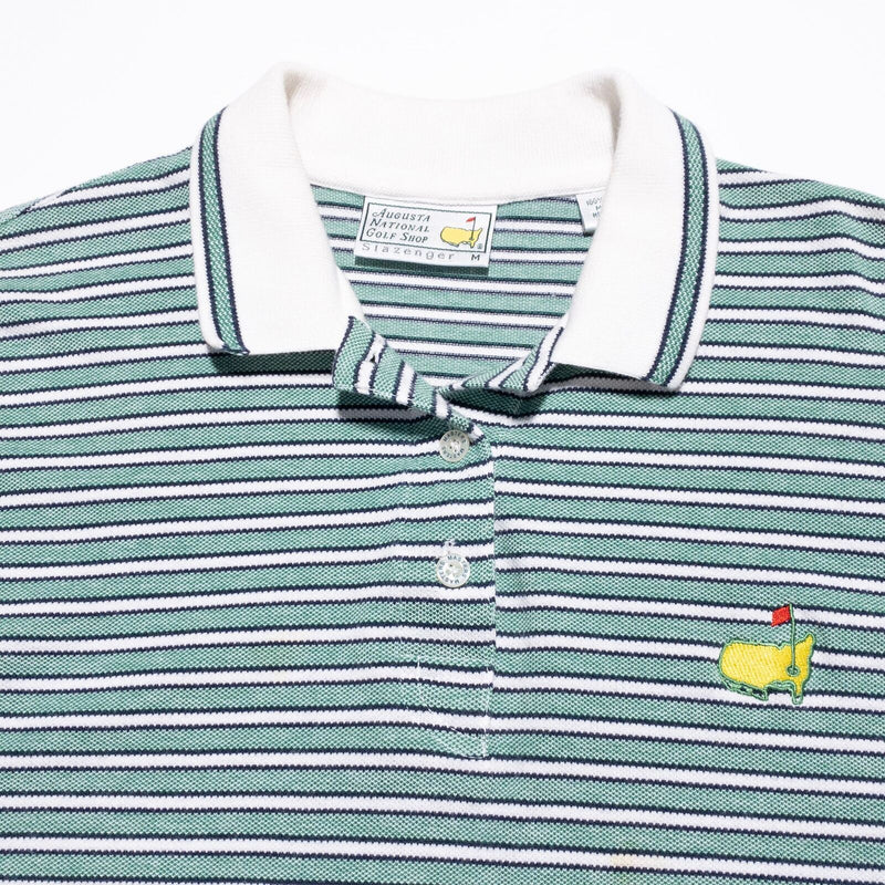 Masters Golf Shirt Men's Medium Augusta National Green Striped Vintage Polo