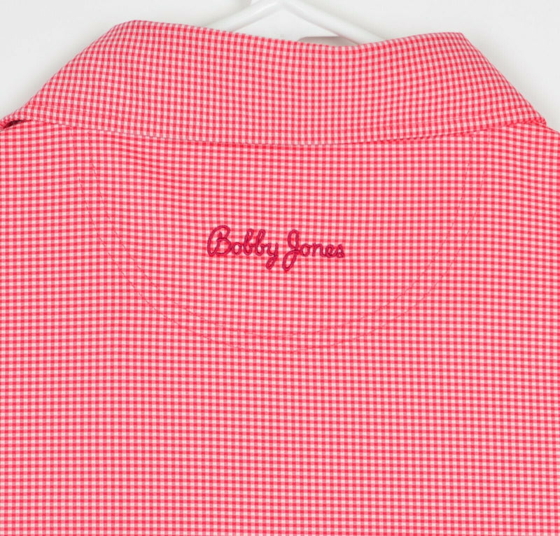 Bobby Jones Performance Men's Sz Large Red Gingham Check Golf Polo Shirt