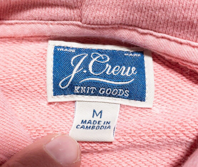 J. Crew Garment Dyed French Terry Hoodie Men's Medium Pullover Sweatshirt Pink