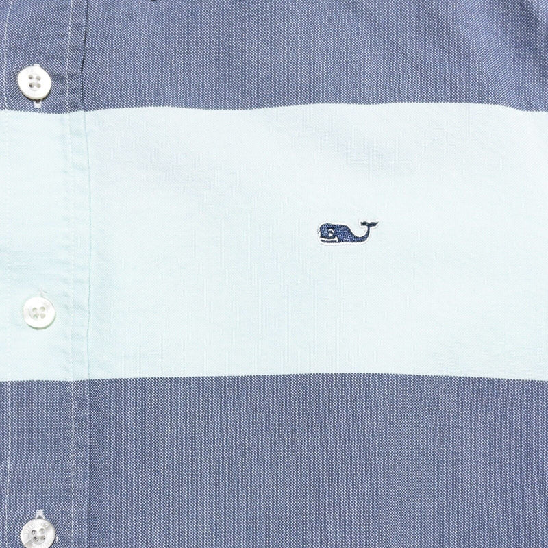 Vineyard Vines Whale Shirt Men's Large Slim Fit Striped Preppy Green Blue Rugby