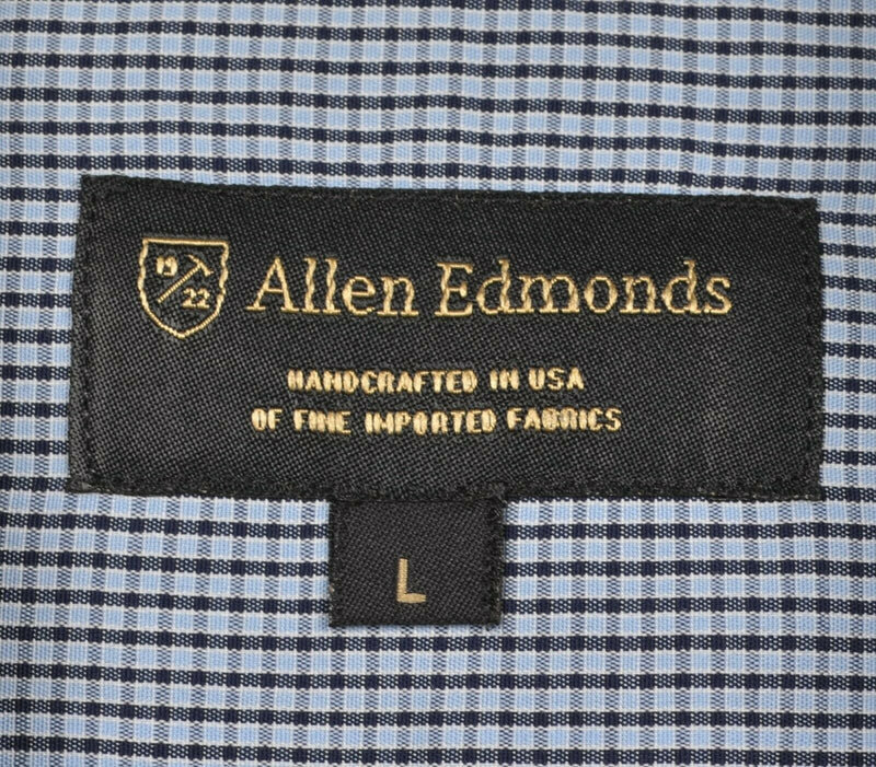 Allen Edmonds Men's Large Handcrafted USA Blue Plaid Button-Down Dress Shirt