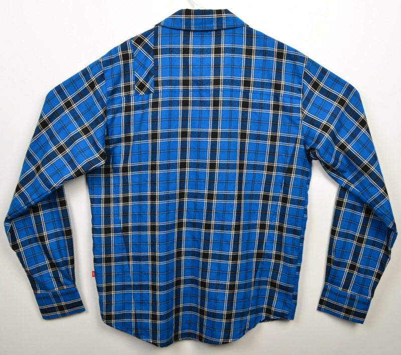 Bontrager Trek Men's Medium Flambeau Flannel Blue Plaid Cycling Casual Shirt