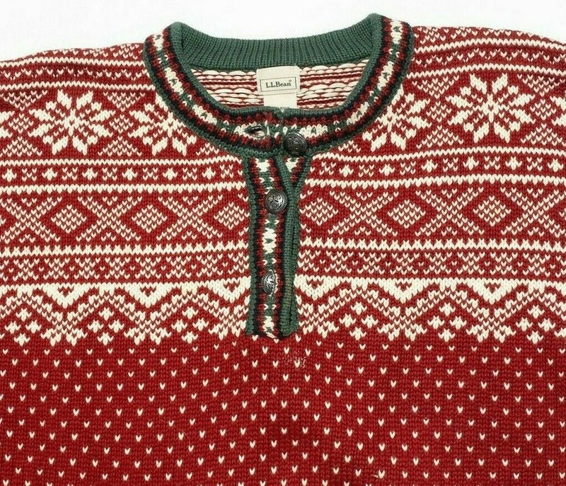 L.L. Bean Women's XL Fair Isle Red Geometric Knit Christmas Holiday Sweater