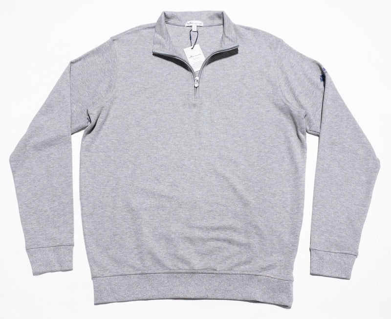 Peter Millar Crown Comfort Sweater Men Medium Pullover 1/4 Zip Gray Cotton Modal