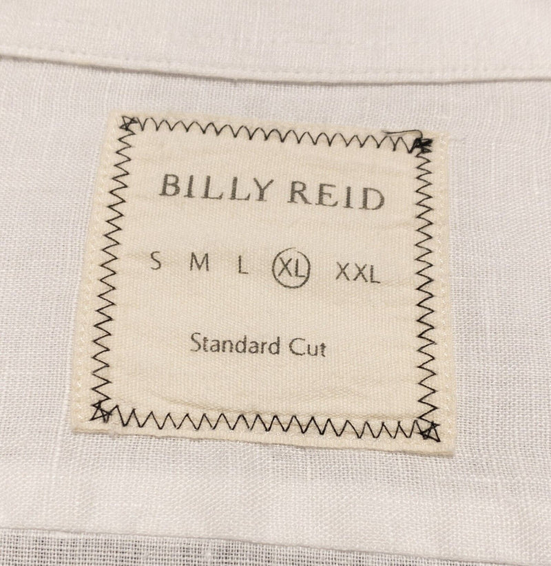 Billy Reid Linen Shirt Men's XL Standard Cut Solid White Long Sleeve Button-Up