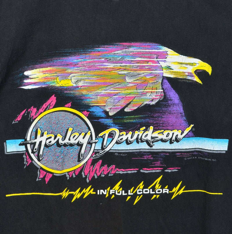 Vintage 90s Harley-Davidson Men's Medium Eagle In Full Color Neon Texas T-Shirt