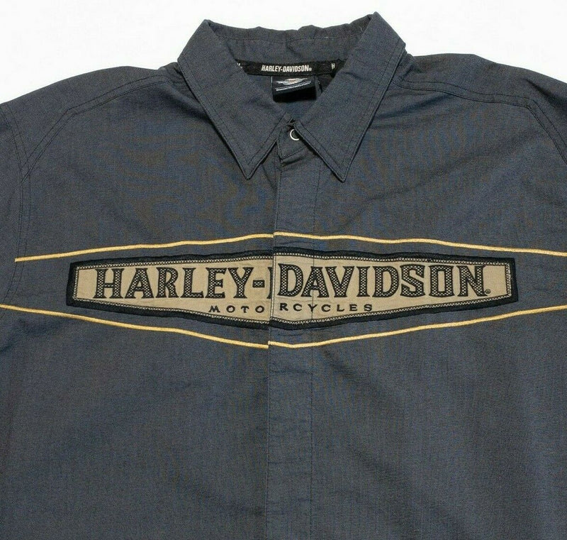 Harley-Davidson Snap-Front Shirt Garage Mechanic Biker Gray Men 2XLT (2XL Tall)