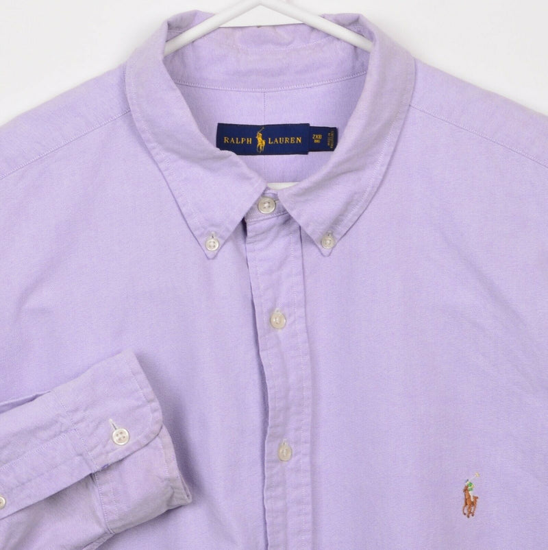 Polo Ralph Lauren Men 2XB 2XL Big Solid Lavender Purple Oxford Button-Down Shirt