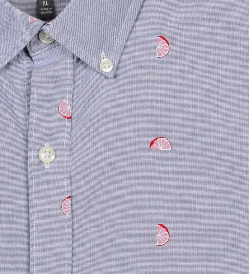 Bonobos Men's XL Slim Fit Fruit Pattern Blue Long Sleeve Button-Down Shirt