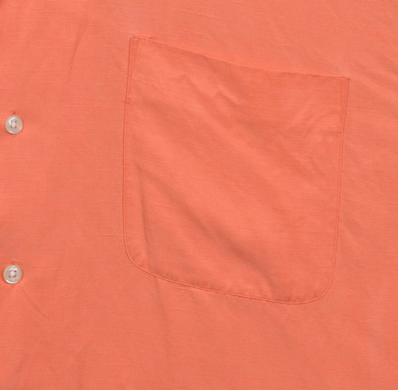 Polo Ralph Lauren Men's XL Coral Orange Silk Linen Blend Caldwell Camp Shirt