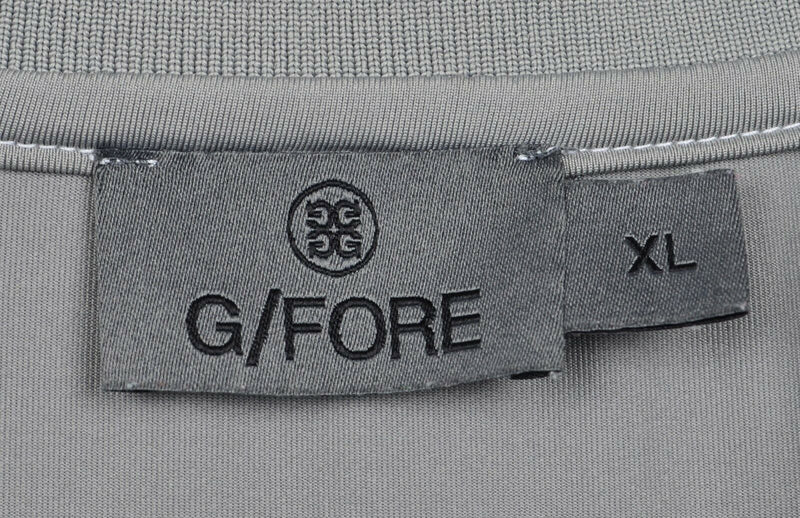 G/Fore Men's Sz XL Gray White Striped Logo Short Sleeve Golf Polo Shirt