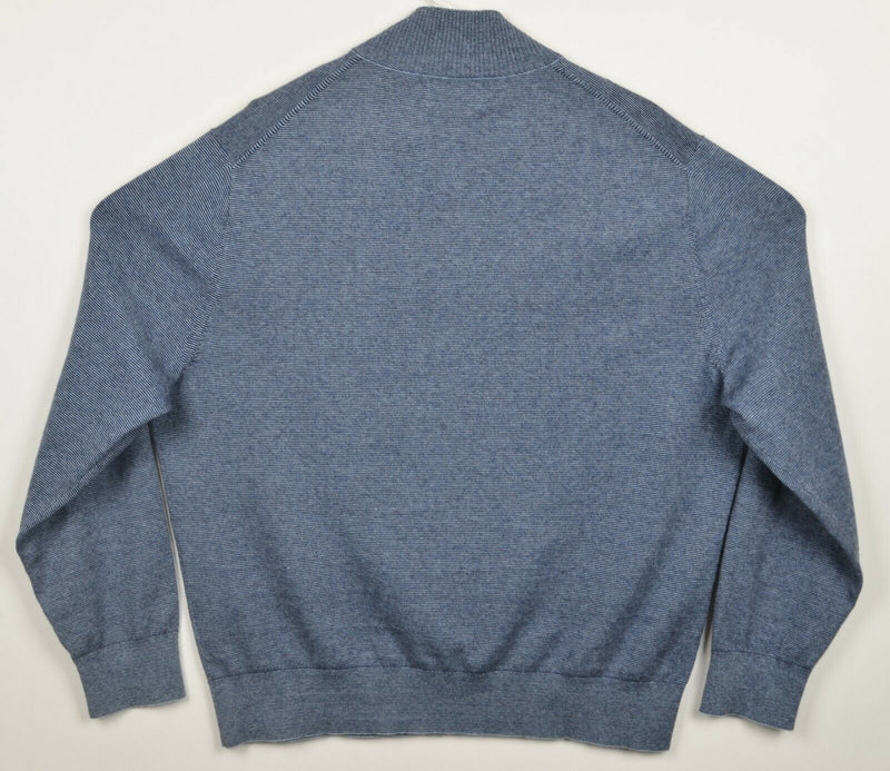 Bonobos Men's XL Standard Fit Cotton Cashmere Blue Striped 1/4 Zip Sweater