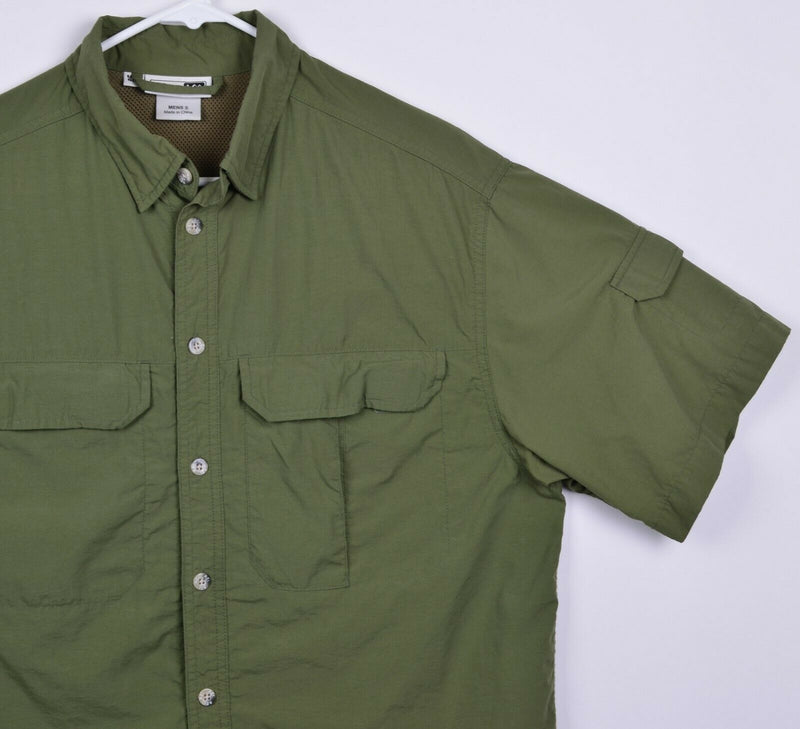 REI Men's Sz Small UPF 50+ Green Vented Nylon Hiking Fishing Shirt
