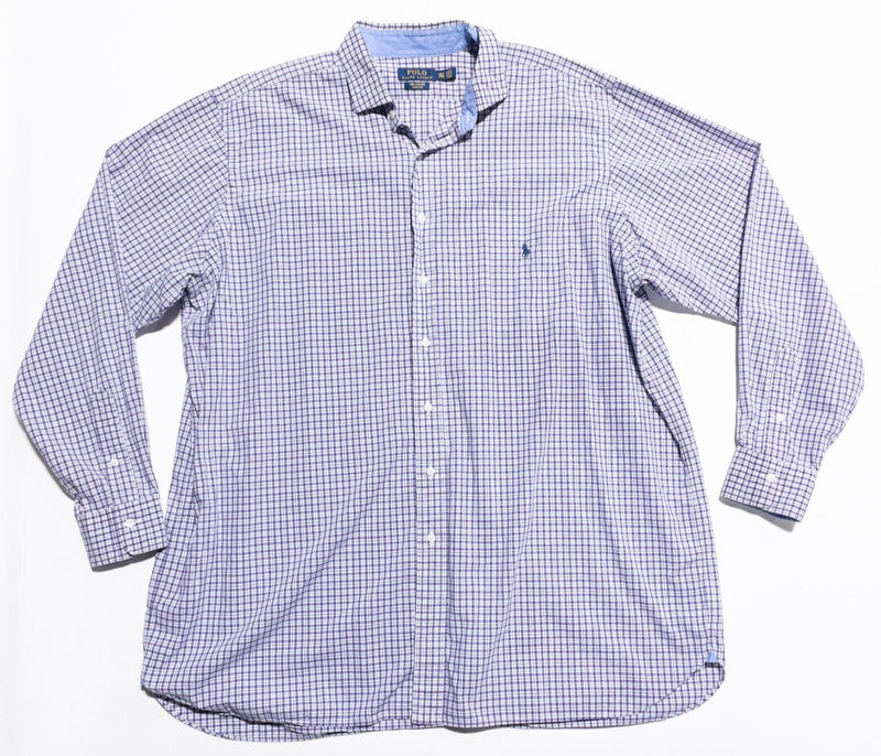 Polo Ralph Lauren Shirt Men's 2XLT Tall Stretch Purple Plaid Check Button-Up