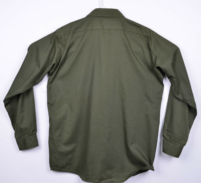 Vintage 80s OshKosh B'gosh Men's Large Green Snap-Front USA Work Shirt