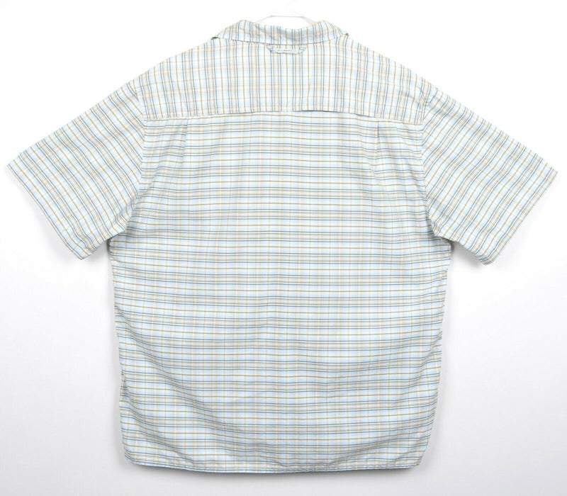 ExOffico Men's Sz Medium Vented Plaid Hiking Outdoor Nylon Button-Front Shirt